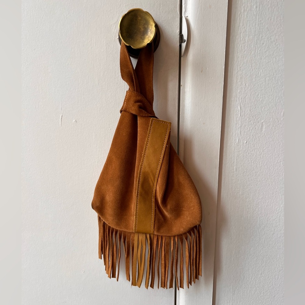 Suede Fringe Wristlet Purse